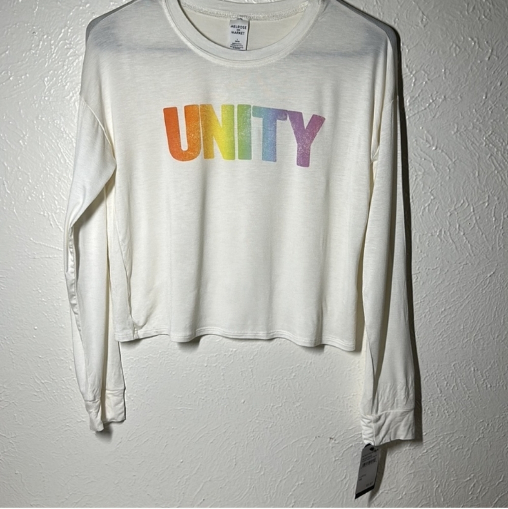 Final $4  Melrose In Market "Unity Long Sleeve Crop Top" Sz.  10-12 Ivory